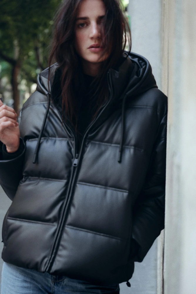 FAUX LEATHER WIND PROTECTION ANORAK