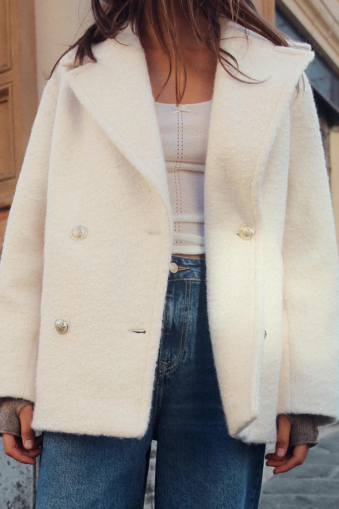 DOUBLE-BREASTED BOUCLÉ COAT