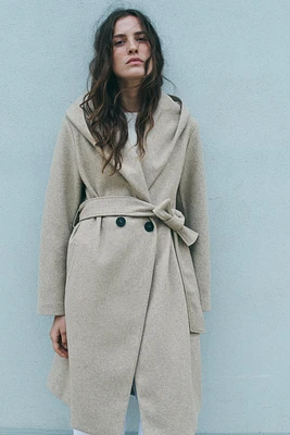 BELTED SOFT HOODED COAT