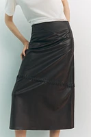 FAUX LEATHER MIDI SKIRT