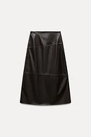 FAUX LEATHER MIDI SKIRT