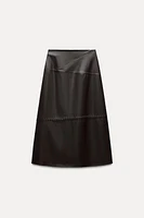 FAUX LEATHER MIDI SKIRT