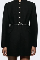 BELTED WOOL BLEND COAT