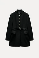 BELTED WOOL BLEND COAT