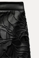 DIE CUT FAUX LEATHER SKIRT