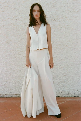 PLEATED PINSTRIPE PANTS