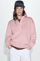 WASHED POLO COLLAR SWEATSHIRT