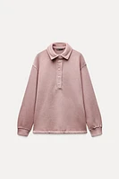 WASHED POLO COLLAR SWEATSHIRT