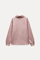 WASHED POLO COLLAR SWEATSHIRT