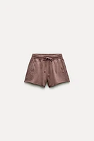 WASHED EFFECT PLUSH SHORTS