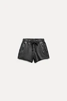 WASHED EFFECT PLUSH SHORTS