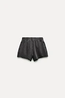 WASHED EFFECT PLUSH SHORTS