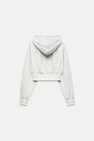 WASHED EFFECT CROP SWEATSHIRT