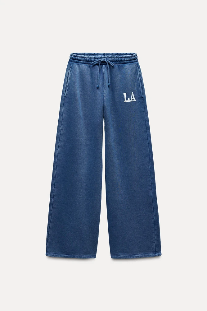 WASHED EFFECT VARSITY JOGGER PANTS