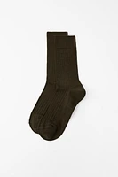 RIBBED WOOL BLEND SOCKS