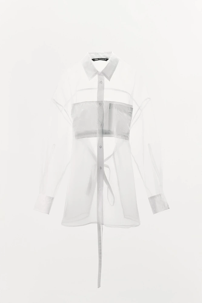 OVERSIZE POPLIN ORGANZA SHIRT