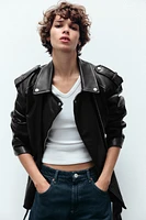 OVERSIZED FAUX LEATHER BIKER JACKET