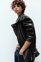 OVERSIZED FAUX LEATHER BIKER JACKET