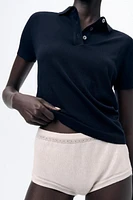 PLAIN KNIT BASIC POLO TOP