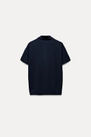 PLAIN KNIT BASIC POLO TOP