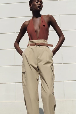 BELTED PAPERBAG CARGO PANTS