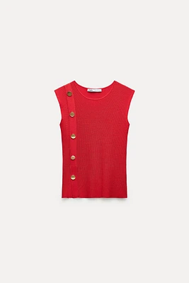 BASIC KNIT GOLD BUTTON TOP