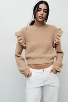 RUFFLED KNIT SWEATER