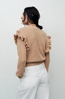 RUFFLED KNIT SWEATER