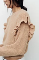 RUFFLED KNIT SWEATER