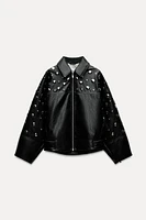 FAUX LEATHER STUDDED JACKET ZW COLLECTION