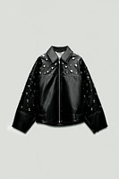 FAUX LEATHER STUDDED JACKET ZW COLLECTION