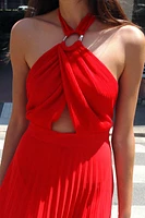 PLEATED HALTER DRESS