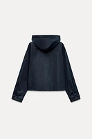 HOODED DENIM EFFECT SHIRT