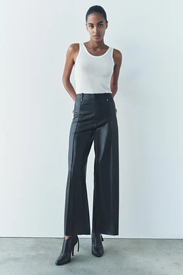 FAUX LEATHER WIDE LEG PANTS ZW COLLECTION