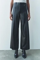 FAUX LEATHER WIDE LEG PANTS ZW COLLECTION