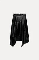 FAUX LEATHER ASYMMETRIC MIDI SKIRT ZW COLLECTION