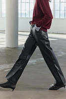 FAUX LEATHER STRAIGHT LEG PANTS ZW COLLECTION