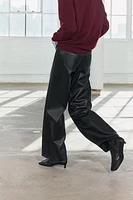 FAUX LEATHER STRAIGHT LEG PANTS ZW COLLECTION