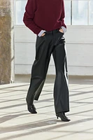 FAUX LEATHER STRAIGHT LEG PANTS ZW COLLECTION