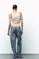 TRF RELAXED FIT MID-RISE JEANS WITH RIVETS