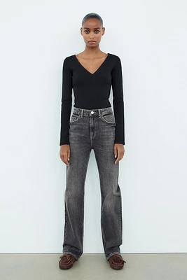 TRF STRAIGHT LEG STRETCH JEANS WITH A HIGH WAIST