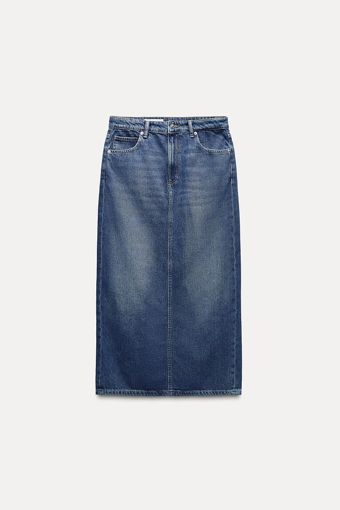 TRF MID-RISE LONG DENIM SKIRT