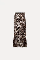 LONG ANIMAL PRINT POLYAMIDE SKIRT