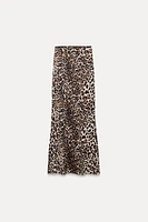 LONG ANIMAL PRINT POLYAMIDE SKIRT