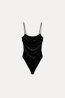 DRAPED POLYAMIDE BODYSUIT