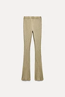 WASHED EFFECT RIBBED FLARE PANTS