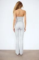 BELTED FLARED INTERLOCK PANTS