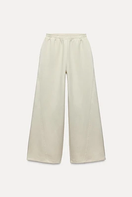 INTERLOCK WIDE LEG PANTS