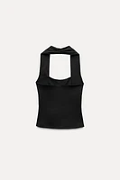 STRETCH PLEATED HALTER TOP