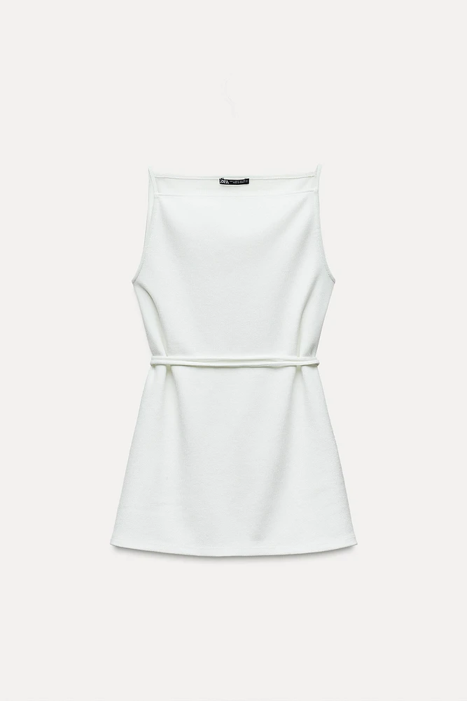 LONG BELTED SOFT PIQUÉ TOP